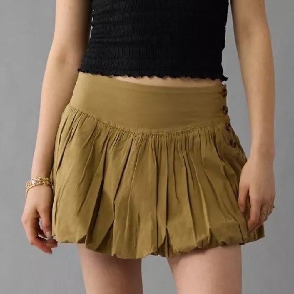 American Eagle AE Olive Green Stretch Bubble Mini Skort Size 8